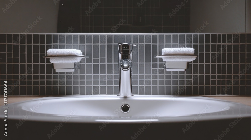 Fototapeta premium Compact White Sink in Modern Bathroom Design