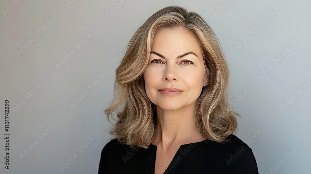 Obraz premium Elegant Woman with Blonde Hair in Soft Natural Lighting