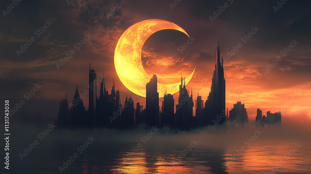 Naklejka premium crescent moon eclipses