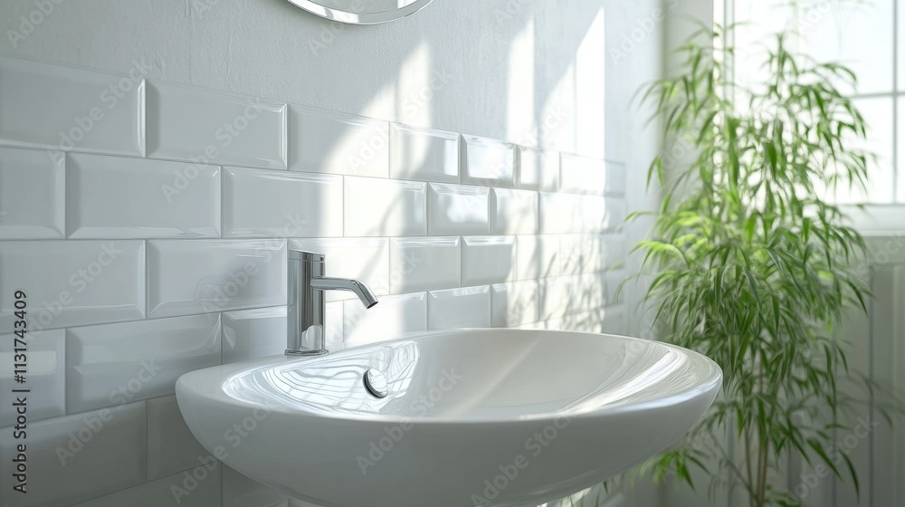 Fototapeta premium Stylish Renovated Bathroom with Clean Design