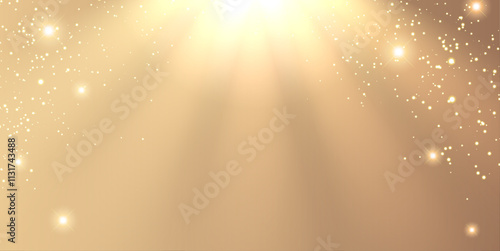 Spotlight and light particles vector design background
