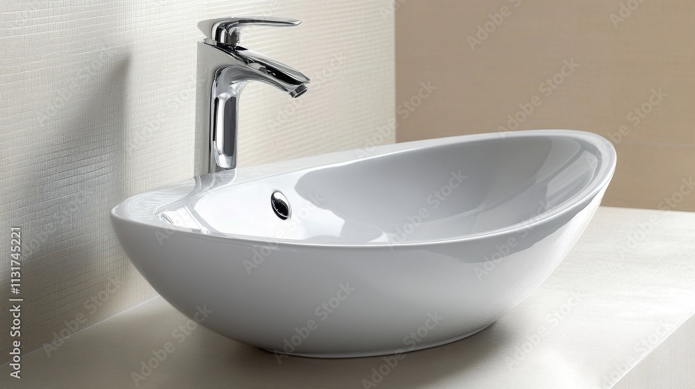 Fototapeta premium Stylish Modern Bathroom Sink Design with Clean Lines