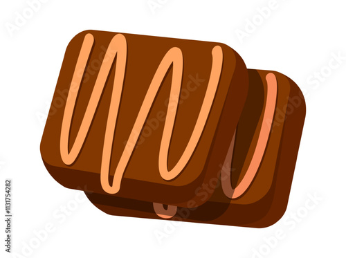 Pair of chocolate brownies vector illustration