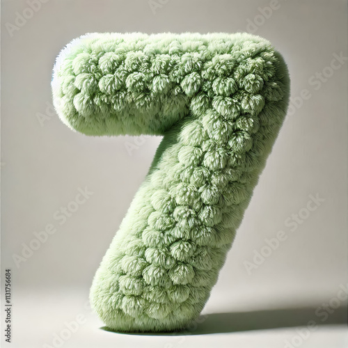 Number '7' graphic with soft and fluffy fur texture부드럽고 폭신한 퍼 질감의 숫자 '7' 그래픽,Generative AI photo