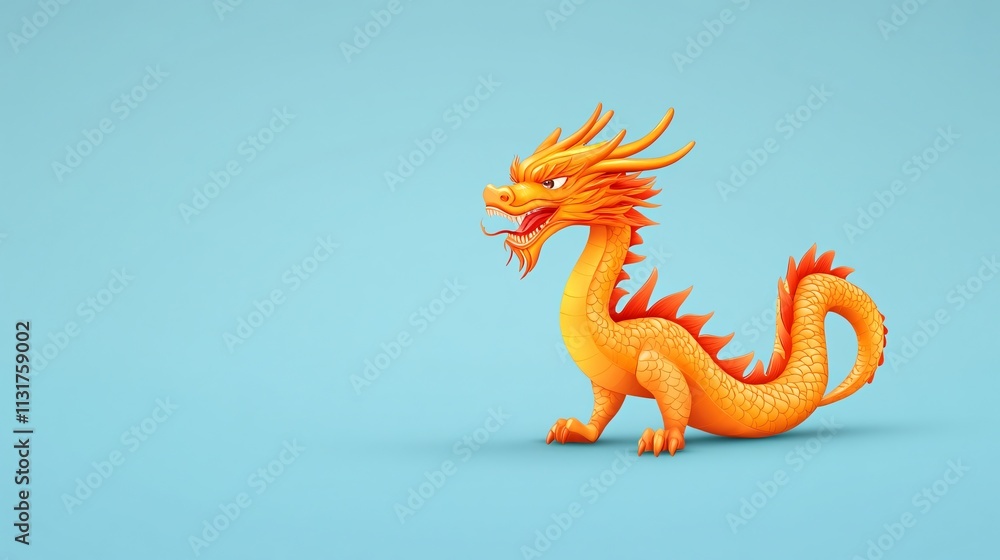Fototapeta premium Stylized Golden Chinese Zodiac Dragon for Lunar New Year Design
