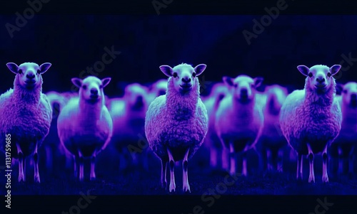 Androids, Electric Sheep, Dream, psychedelic sheep, weird dream, surrealism, blue and purple, hallucination, acid, photo
