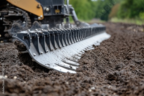 Wallpaper Mural Close-up of a cultivator tilling dark soil. Torontodigital.ca