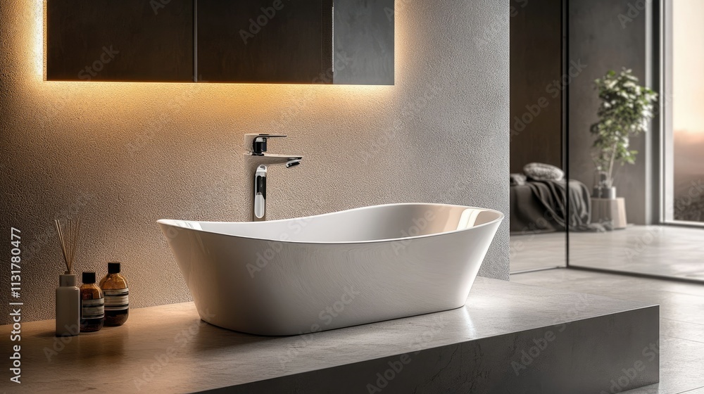 Fototapeta premium Luxurious Bathroom with Elegant White Sink