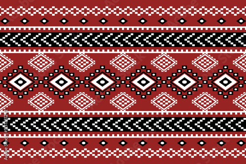 Geometric ethnic oriental seamless pattern traditional Design for background,carpet,wallpaper.clothing,wrapping,Batik fabric,Vector illustration.embroidery style - Sadu, sadou, sadow or sado