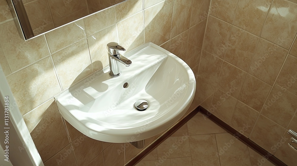 Fototapeta premium Renovated Bathroom with Modern White Sink