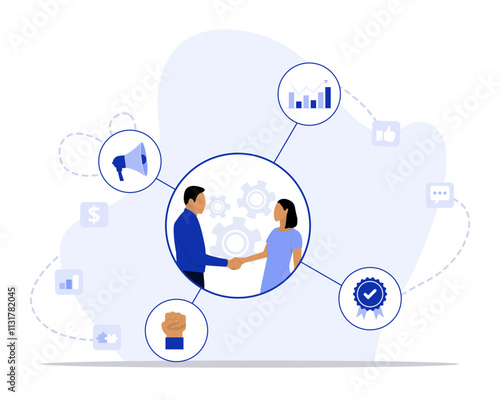 customer relationship management concept illustration. Suitable for landing page, ui, web, App intro card, editorial, flyer, and banner.