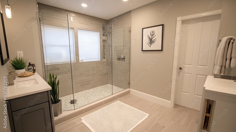 Fototapeta premium Sleek Contemporary Bathroom Design with Modern Features