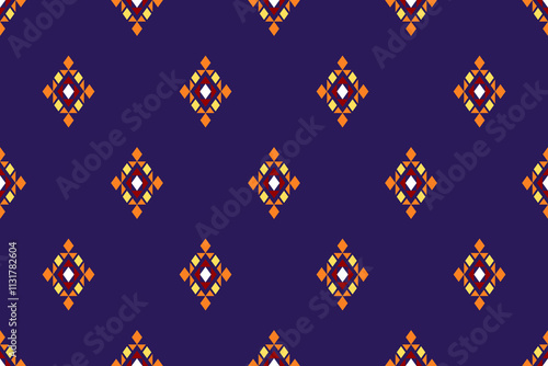Geometric ethnic oriental seamless pattern traditional Design for background,carpet,wallpaper.clothing,wrapping,Batik fabric,Vector illustration.embroidery style - Sadu, sadou, sadow or sado