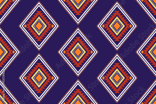 Geometric ethnic oriental seamless pattern traditional Design for background,carpet,wallpaper.clothing,wrapping,Batik fabric,Vector illustration.embroidery style - Sadu, sadou, sadow or sado