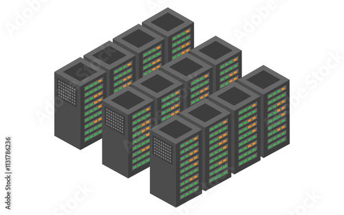Group server vector image, big server image, multiple server images