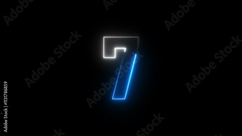 Glowing neon countdown number illustration 4k.