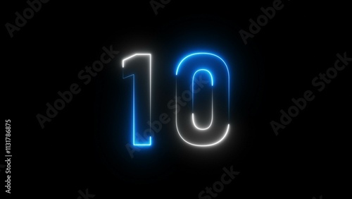 Glowing neon countdown number illustration 4k.