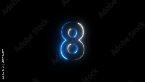 Glowing neon countdown number illustration 4k.