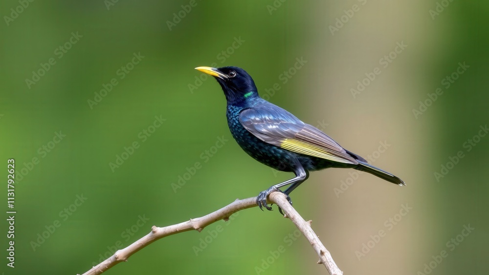 Obraz premium Elegant Blue Bird Perched on a Branch: Perfect for Nature Lovers and Wildlife Enthusiasts