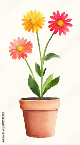 Wallpaper Mural Soft Pastel Watercolor of Colorful Gerbera Daisies for a Bright Home Accent Torontodigital.ca