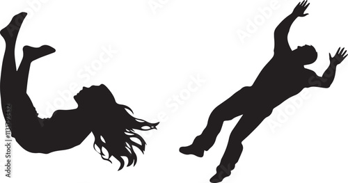 Silhouette of a person falling vector silhouette