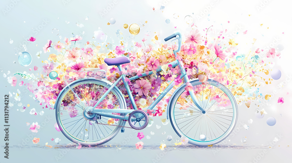 Fototapeta premium flowers stylized bicycle