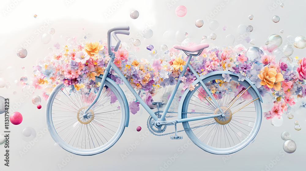 Fototapeta premium flowers stylized bicycle