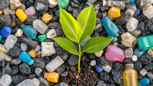 Various recycling and waste disposal activities and green space, loving the world, a green world for a friendly environment photo