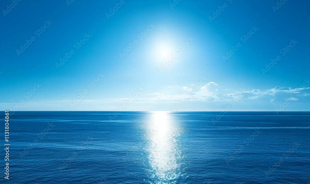 Fototapeta premium A serene ocean view under a bright sun, showcasing tranquility and natural beauty.