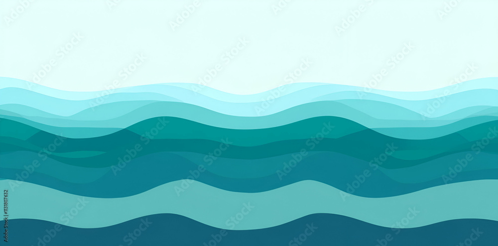 Fototapeta premium Abstract waves in varying shades of blue create a serene, calming visual effect.
