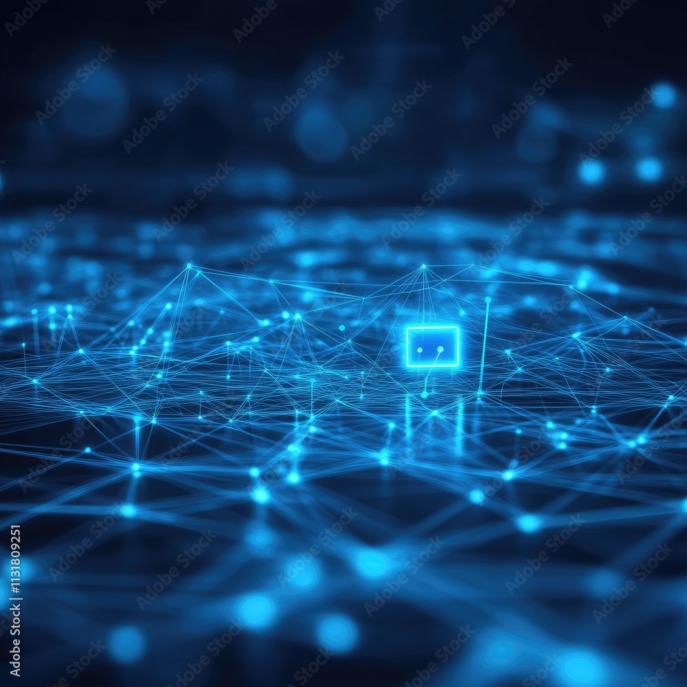Obraz premium Glowing Digital Connections on a Futuristic Tech Network Background
