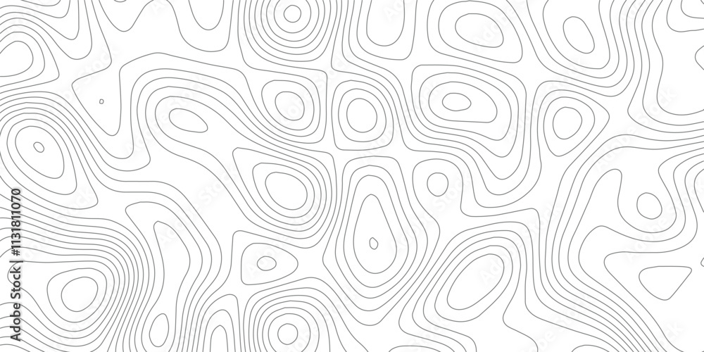 Fototapeta premium Abstract lines background. Contour maps. Topo contour map on white background. Abstract background with waves Geographic mountain relief.