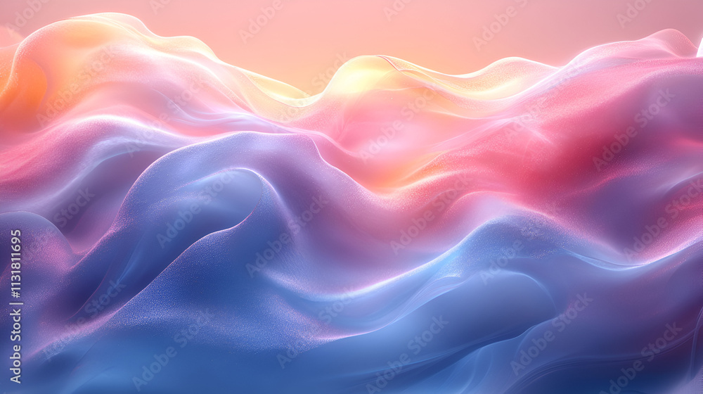 Fototapeta premium Abstract Pastel Waves Digital Art Landscape