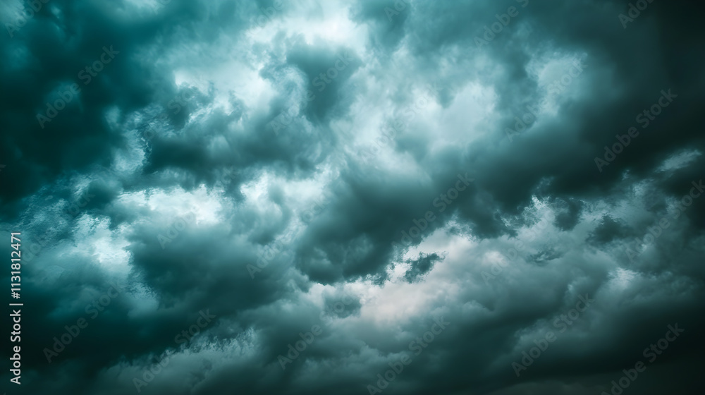Obraz premium Overcast sky with dark clouds threatening rain, gloomy weather, moody atmosphere