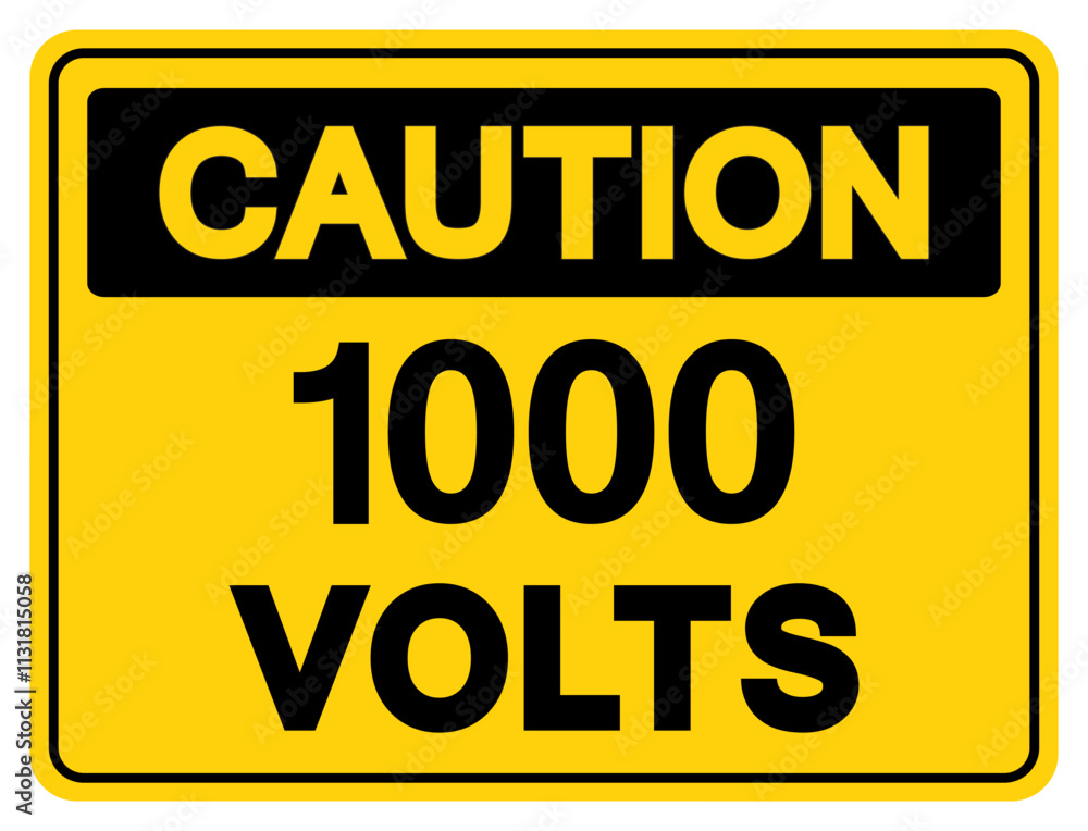 Fototapeta premium Caution 1000 Volts Tag Symbol Sign,Vector Illustration, Isolate On White Background Label. EPS10