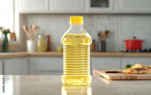 This clear bottle of vegetable cooking oil emphasizes the importance of healthy food preparation providing a versatile ingredient for frying baking and other culinary techniques in a clean and organiz