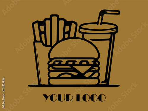 Fast food combo with fries, burger, and a drink. Great for menus, advertisements, food blogs, and social media posts