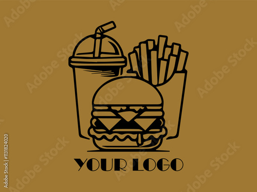 Fast food combo with fries, burger, and a drink. Great for menus, advertisements, food blogs, and social media posts