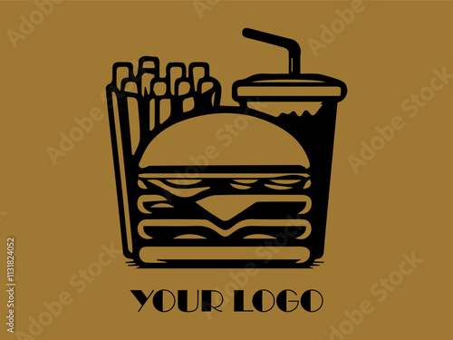 Fast food combo with fries, burger, and a drink. Great for menus, advertisements, food blogs, and social media posts