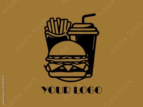 Fast food combo with fries, burger, and a drink. Great for menus, advertisements, food blogs, and social media posts