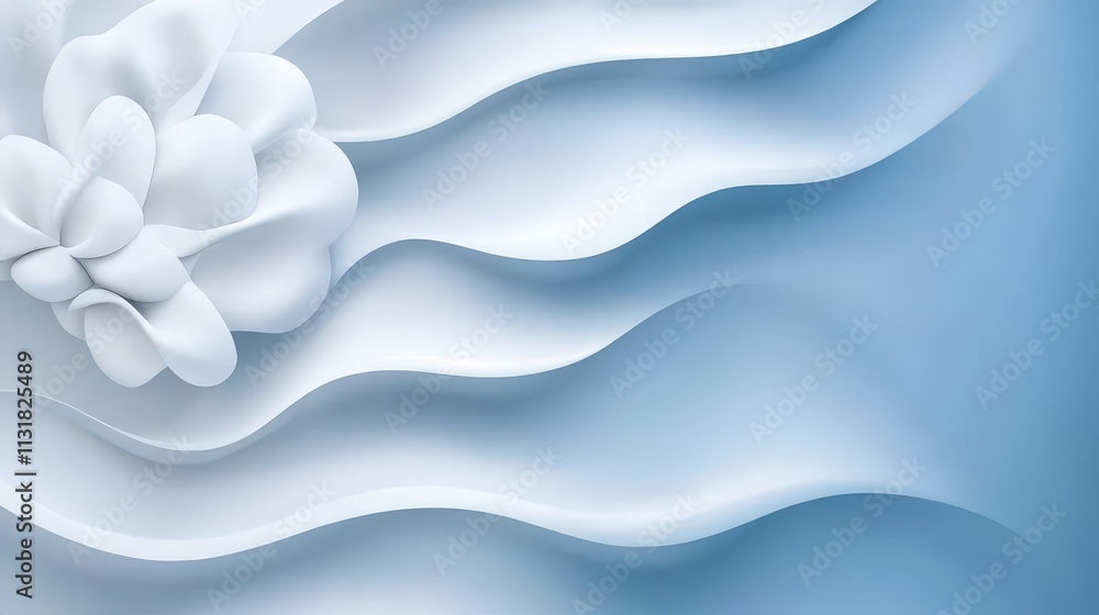 Naklejka premium Abstract Blue and White Wave Pattern Background Design