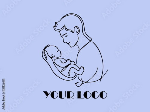 Father embraces newborn baby, showing love and care. Perfect for parenting blogs, family websites, and healthcare materials. Warm and tender moment captured