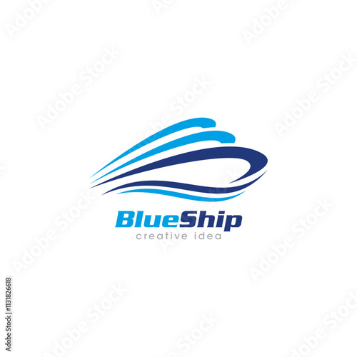 Creative Ship Concept Logo Design Template
