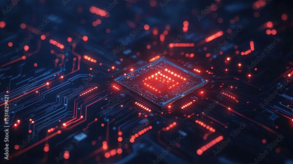 Obraz premium Dark technology background with circuit board lines