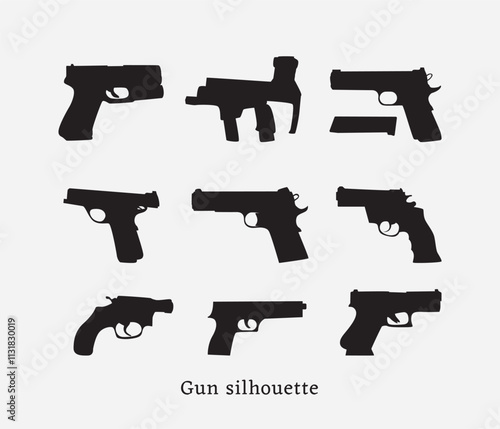 Vector gun and shotgun silhouette on white background