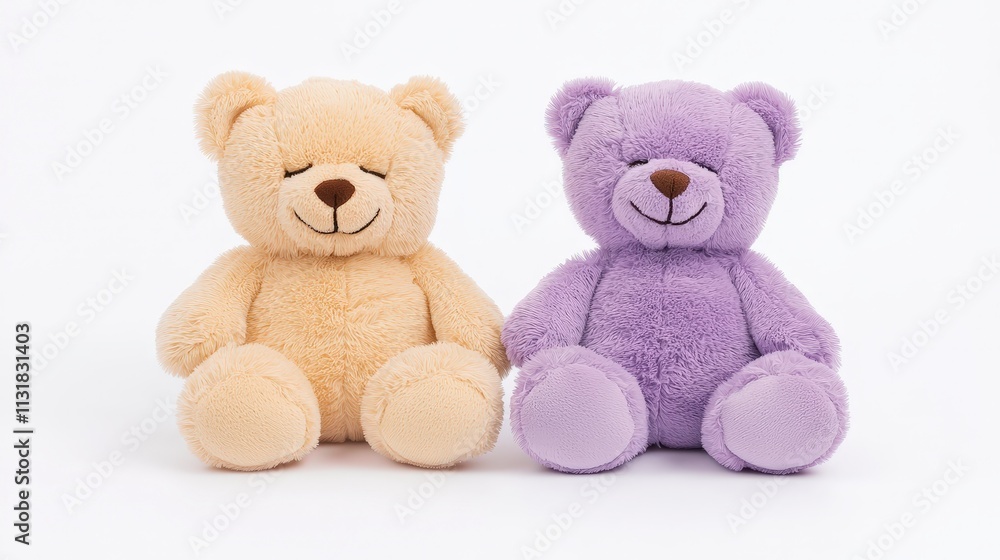 Obraz premium Adorable Teddy Bears Plush Toys Sleeping Pastel Soft Cute Friends