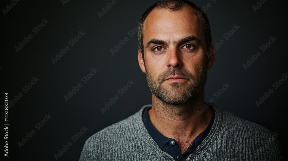 Fototapeta premium Studio portrait of a man with a serious expression against a solid backdrop