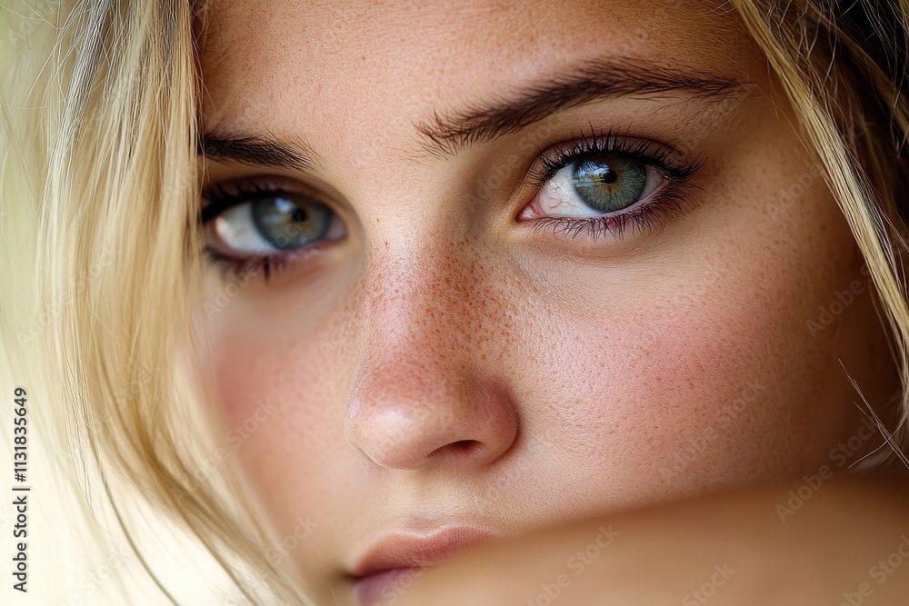 Fototapeta premium A beautifully detailed close-up of captivating eyes, unveiling subtle thoughts and emotions, portrayed through rich textures and intricate expressions.