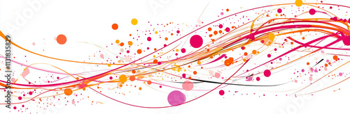 Colorful abstract background with flowing lines and vibrant dots, creating dynamic and energetic visual effect. Perfect for design projects needing lively touch