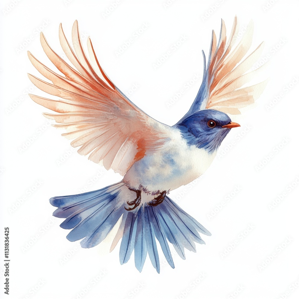 Fototapeta premium Watercolor Bird in Flight